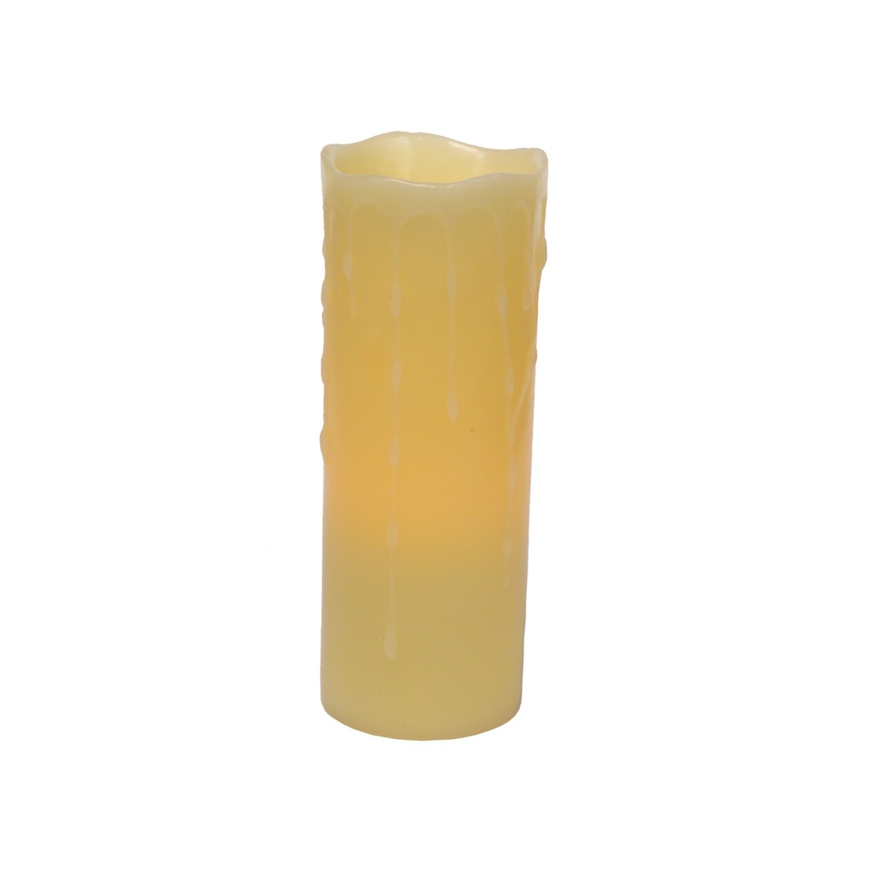 Melrose 8" Yellow LED Lighted Dripping Flameless Pillar Candle